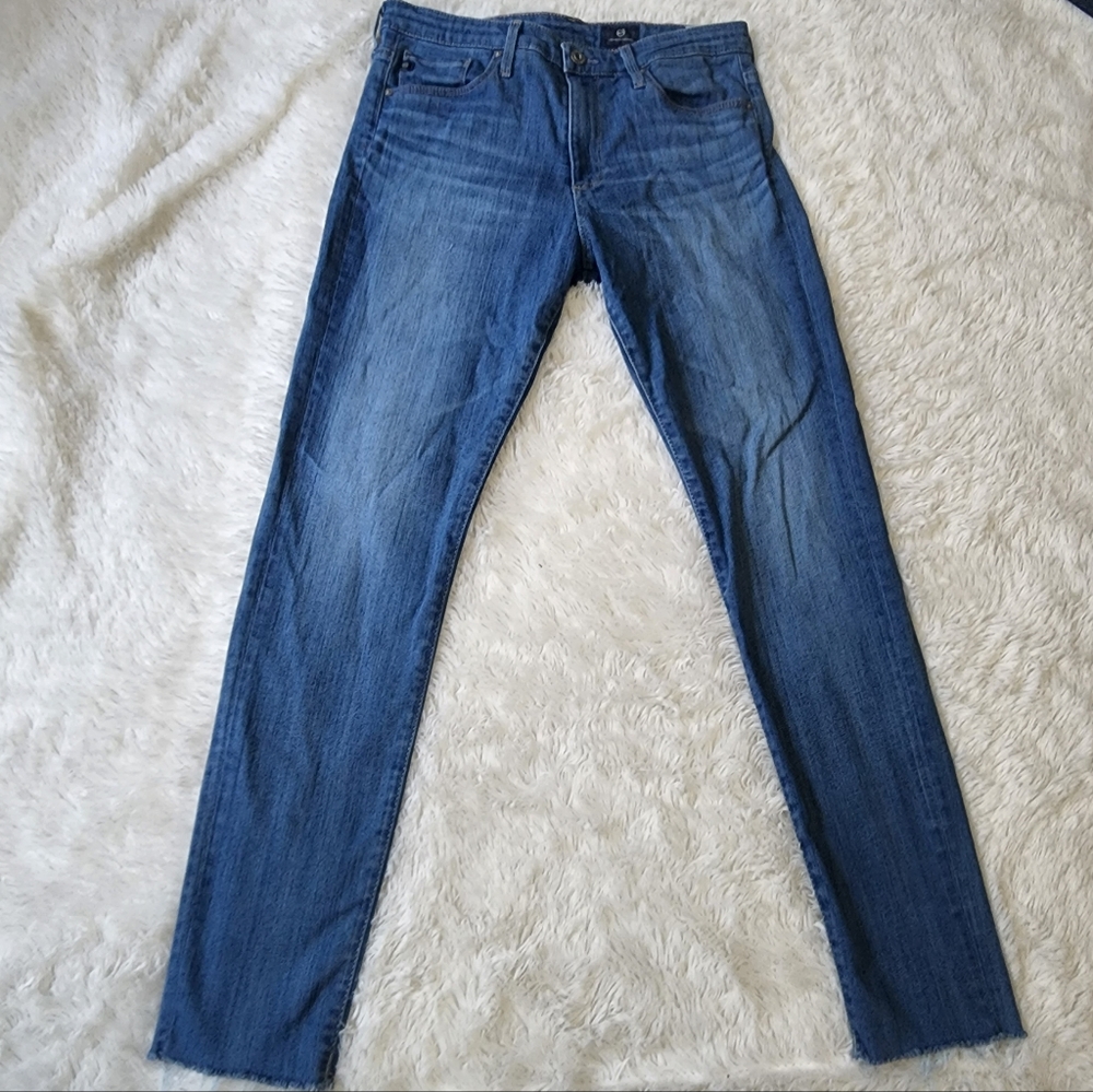 Adriano Goldschmied AG high rise Farrah skinny crop denim jeans raw hem Size 29